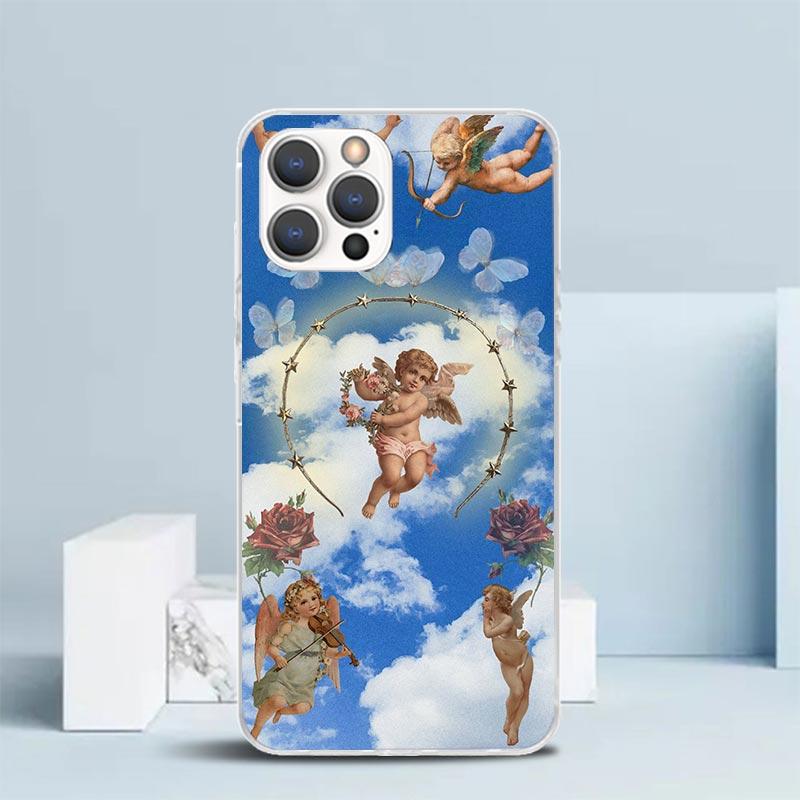 

Bible Angel Soft Cover for iPhone 16 17 Air 15 14 Pro Max 16E Phone Case 13 Mini 12 11 7 SE 8 Print Pattern Fit Cases 16 17 Air iPhone 17 Pro Max
