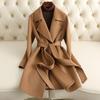 Manteau en Cachemire Double Face Mi-Long pour Femme - Nouveau Automne/Hiver 2324 Style Hepburn Petite Taille Manteau en Laine