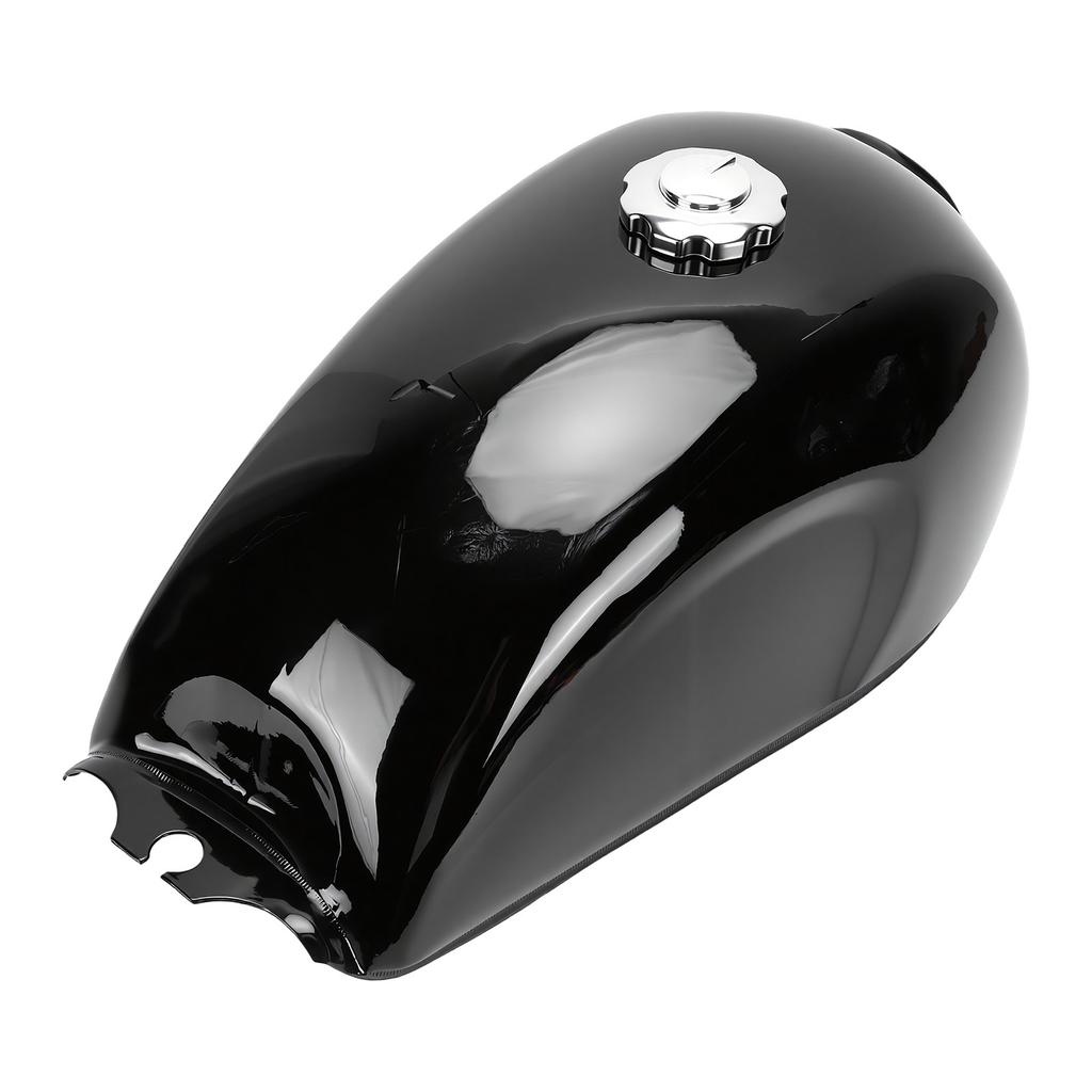 Motorcycle Gas Fuel Petrol Tank Retro Metal Fuel Tank with Cap Universal for Motorbike Glossy Black Paint