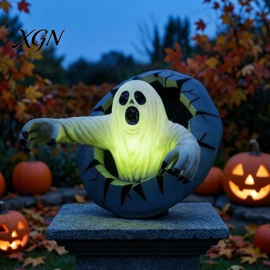 Halloween Ghost for Bookshelf Spooky Break Out The Wall Decoration, Light Up Durable Statue Horror Resin Haunted House, Holiday Home Decor Craft