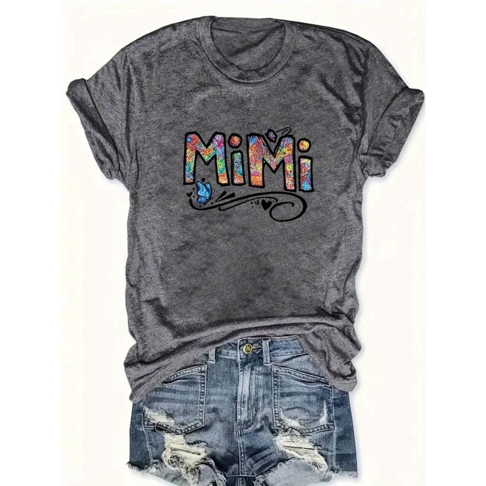 Plus Size Women s Short Sleeve T-Shirt Mimi Colorful Letter Design Logo soft and comfortable fabric summer outfits women s M