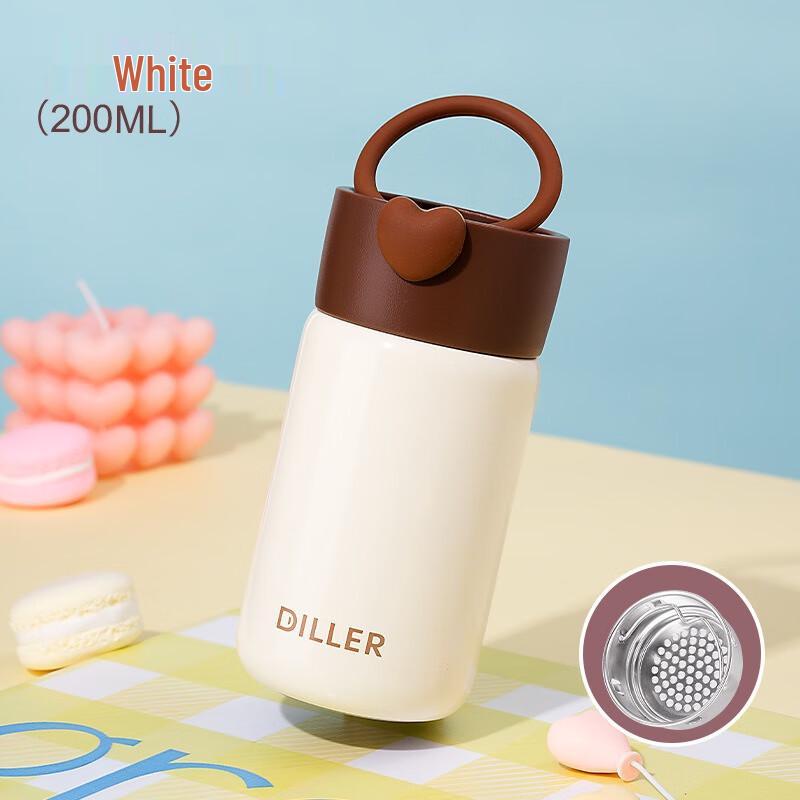 Diller Cute Heart Mini Insulated Tea Mug with Handle