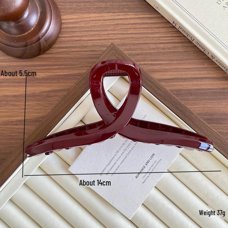 Festive Ankola Red Hairpin for Buns - Large Shark Clip for Women