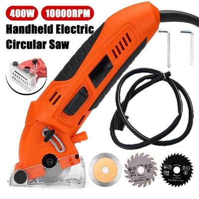 400W 10000RPM Ceramics Metal Wood Cutting Woodworking DIY Power Tool with 3pc Blades Mini Circular Saw Electric Saw