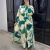 European and American new, printed dress loose casual long-sleeved temperament v-neck long dress women