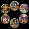 10 Pcs, Halloween Commemorative Gifts, Metal Collectible Coins, Baked Enamel Relief Commemorative Medals, Color Printed Metal Badges