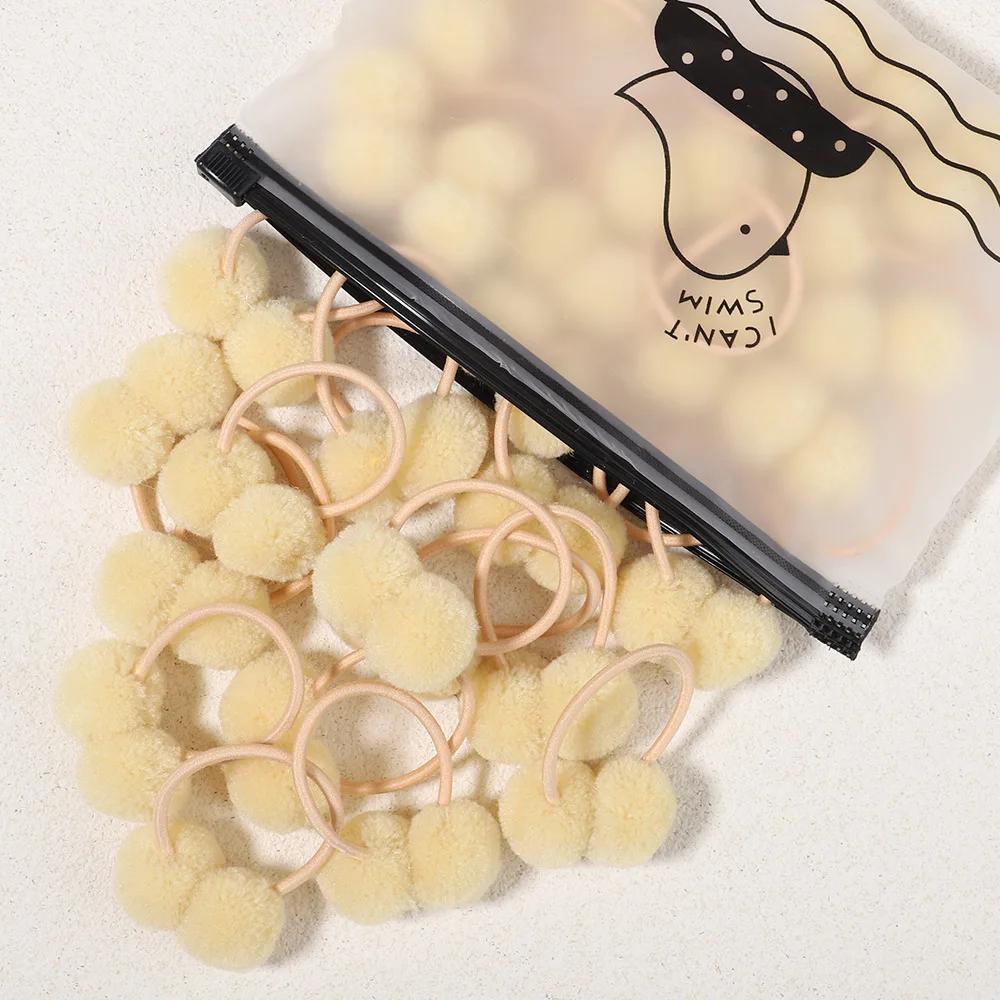 

5/10/20 шт./набор однотонные двойные плюшевые шарики эластичные резинки для волос для детей девочек веревки для волос завязки хвостик головные уборы аксессуары для волос подарок 5Pcs