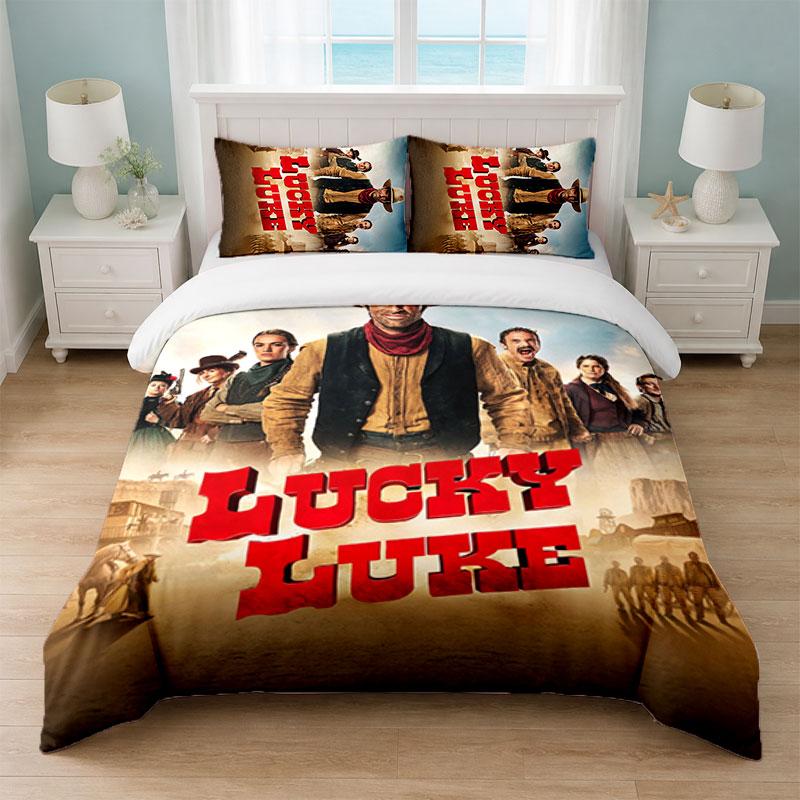 Lucky Luke Bedroom 3Pcs Bedding Set Soft Bed Sheet Pillowcases Home Bedding Decoration