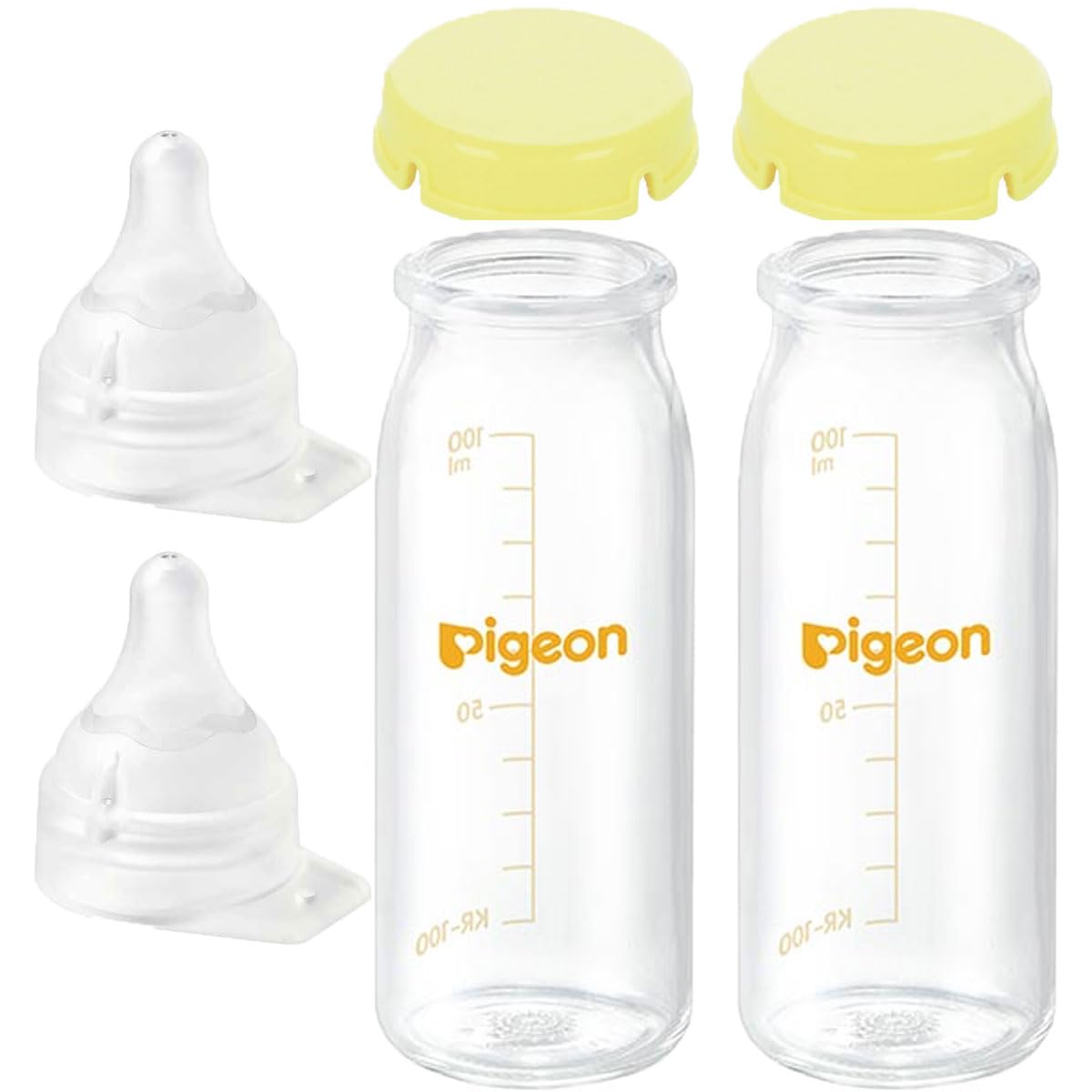 

Pigeon Breastmilk Feeling Direct Attach Baby Bottle, 100ml (for regular newborns), Yellow, Set of 2