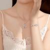 Women Light Luxury Fashion Blue Eucalyptus Bird Moonstone Clavicle Necklace Inlaid Diamond Love Bracelet