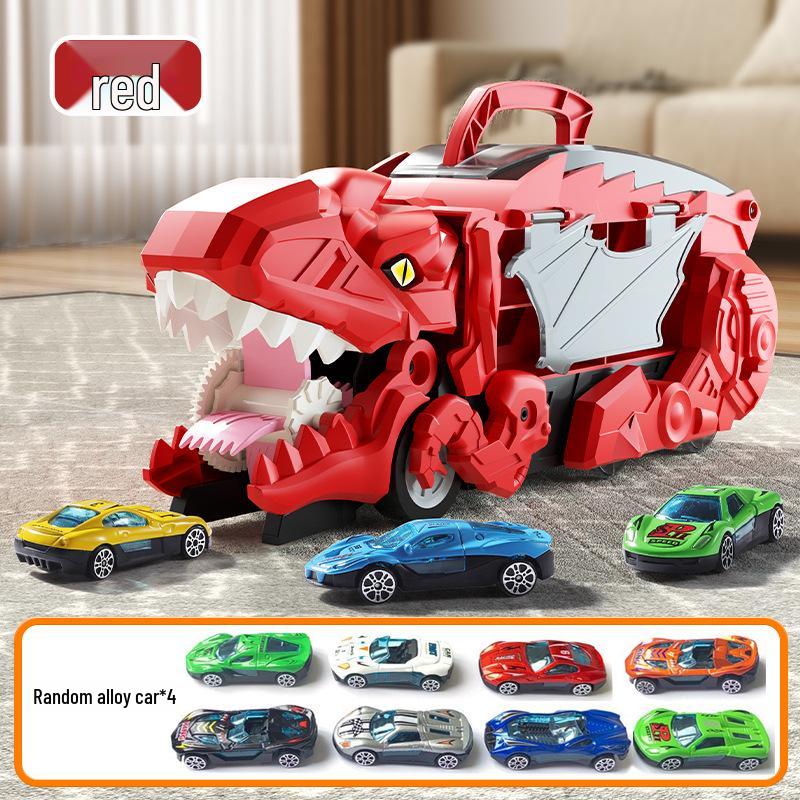 Dinosaur Devouring Car: Transforming Track & Storage Toy for Kids
