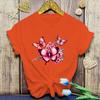 Flowers Butterfly Print Tshirt Summer Fashion Casual Short Sleeve Round Neck Tops Women/Mens T-Shirts