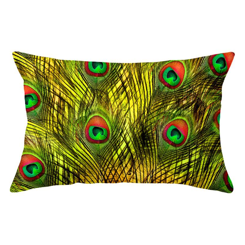 

30x50 см красочные чехлы на подушки с перьями павлина на заказ, полиэстер, наволочка на пояс с изображением животных, украшение для автомобиля, гостиной, дома 30X50cm
