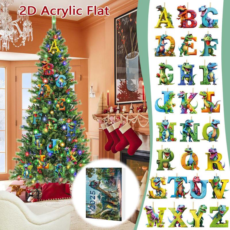 Dinosaur Christmas Countdown Calendar With Acrylic Dinosaur Accessories For Festive Decor