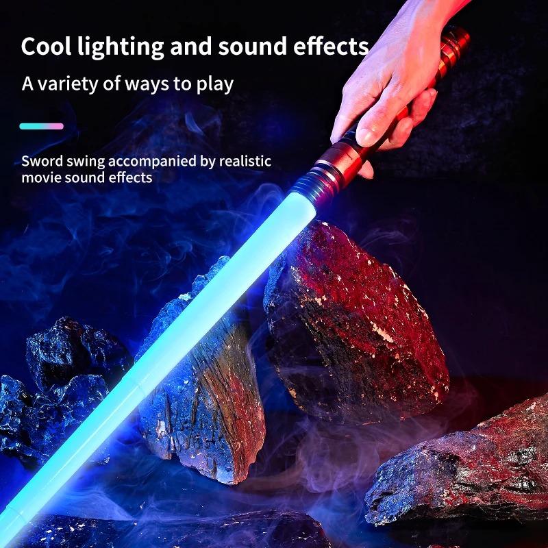 REikirc 75cm RGB Lightsaber 2 In 1 7 Colors Light Saber for 3+ Kids Laser Sword Toy Party Glow Swords
