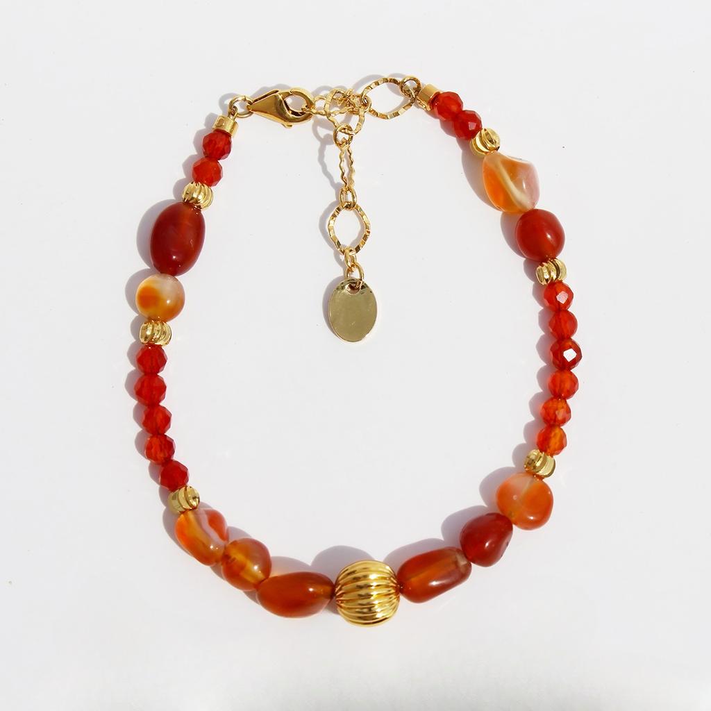 Natural Agate Beaded Necklace Plant Series Golden Seed Bracelet Women'S Retro Red Earrings 898