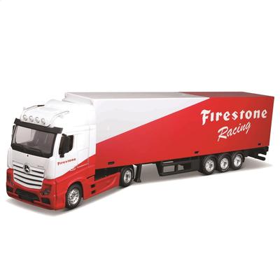Bburago 1/43 Scale Mercedes-Benz Actros Gigas Space with Trailer, Firestone / Race Diecast Model Car, Finished Model, 18-31460 (Firestone)