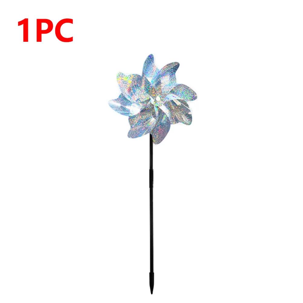 1-10PCS DIY Silver Laser Bird Repellent For Farm Outdoor Bird Repeller Lawn Decor Bird Repeller Windmill Garden Rotating Windmil