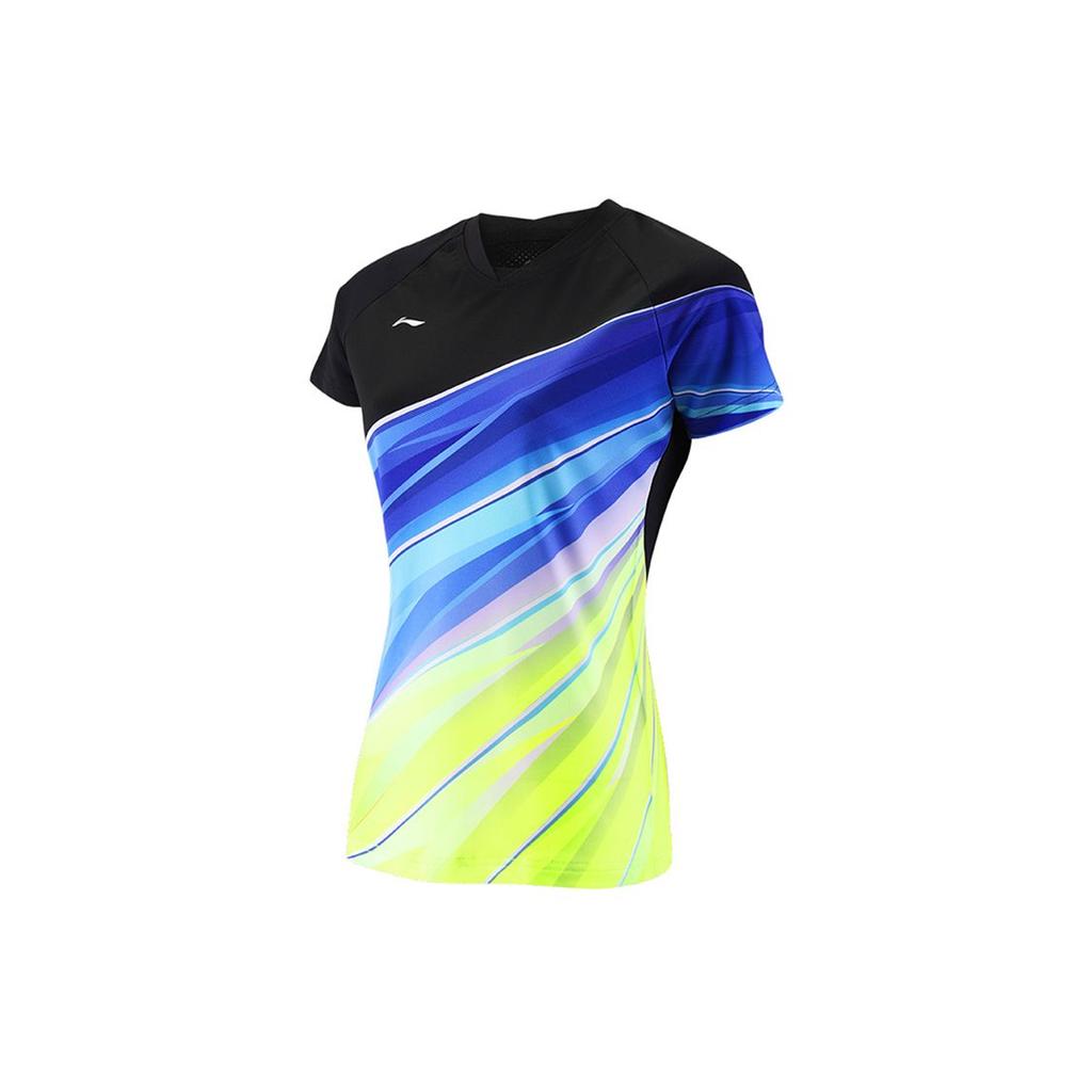 Li Ning Badminton Series Quick-Dry Breathable Sports Short Sleeve T-Shirt Women Tops Black AAYQ072-3
