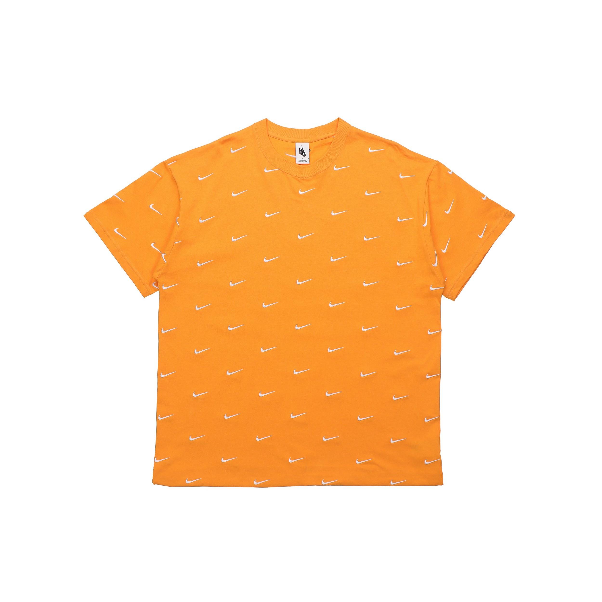 Men s Nike Nrg Swoosh Logo Tee Full Print logo Embroidered Short Sleeve Yellow T-Shirt CK4094-886 XL