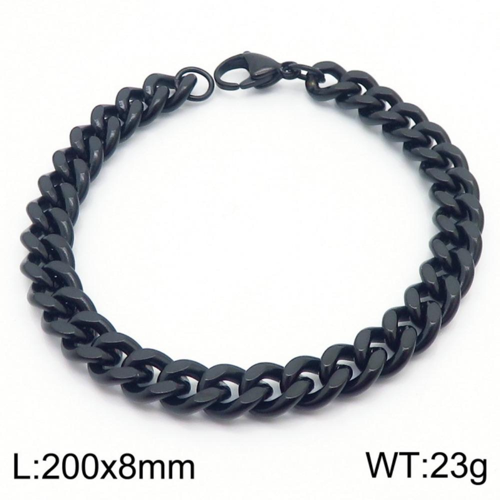 Jewelry Side Flat Chain Stainless Steel Chain, Simple Titanium Steel Men's Trend Hip-hop Bracelet Accessories
