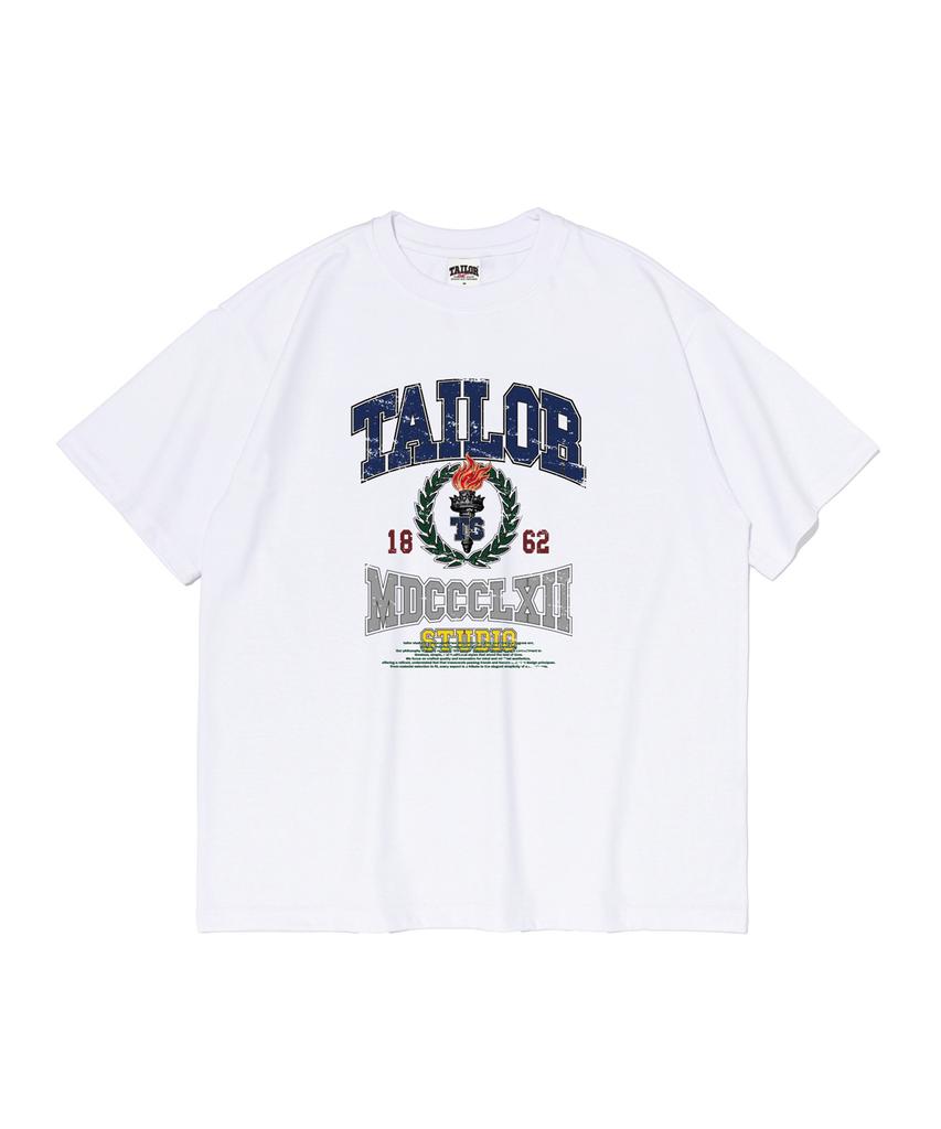 TAILOR STUDIO Taylor Vintage Crest Short Sleeve T-Shirt (White)