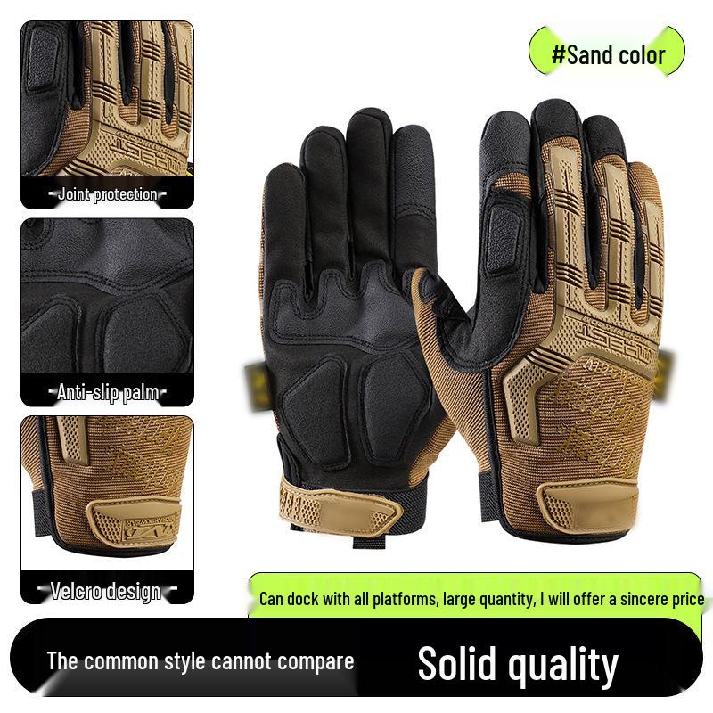 Men's Full-Finger Outdoor Tactical Gloves - Cut-Resistant, Wear-Resistant for Motorcycle Riding & Combat