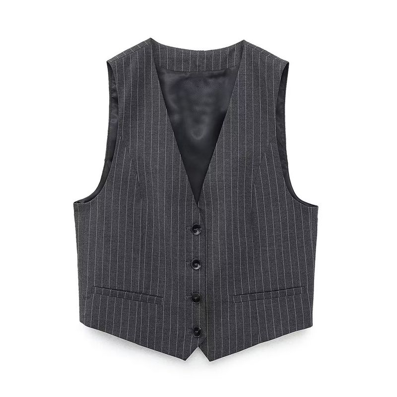 

Women s Kaslead Pinstripe Long Suit Outwear Vest S