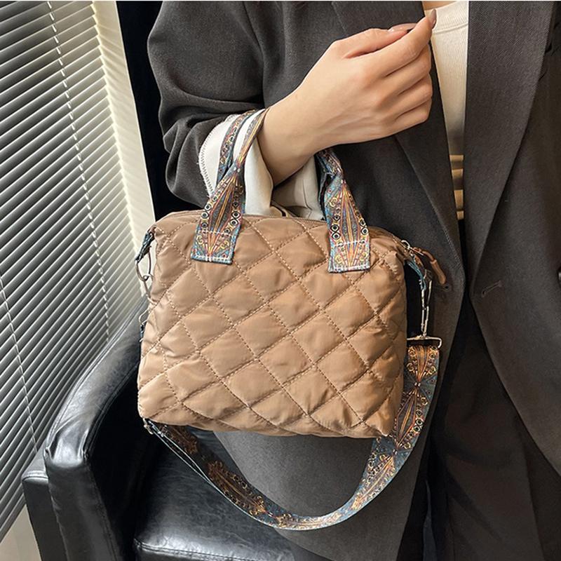 Prošívaná kabelka s horním uchem, kabelka přes rameno, velkokapacitní, kosočtvercový vzor, jednobarevná, vintage crossbody kabelka pro ženy do práce
