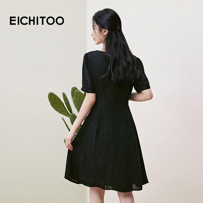 EICHITOO Women's Summer Chiffon Jacquard Little Black Dress