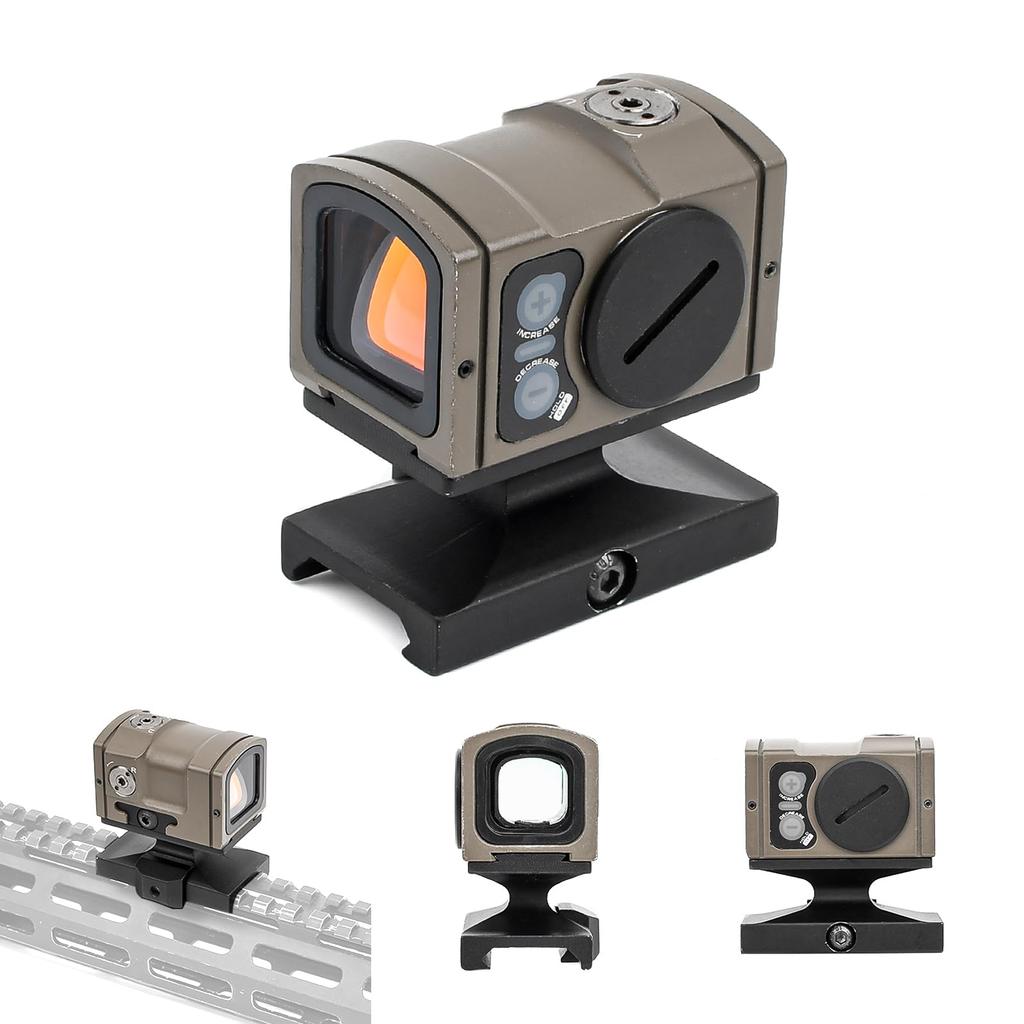 QIRUIMY Aim Point ACRO P-2 Red Dot Sight Replica with G-LOCK Mount and 20mm Rail Compatible REPTILIA Type Hi/Low Adapter Set (Tan)