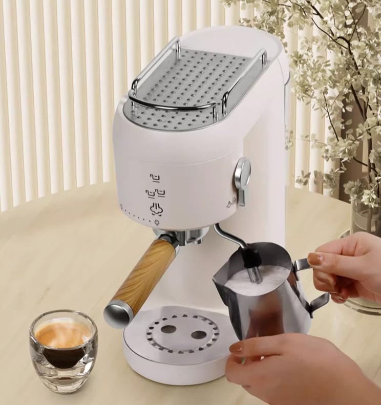 110V US Plug Semi-Automatic Espresso Machine with Milk Frother & Grinder