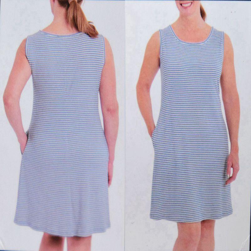 Export Women's Summer Thin Knitting Sunken Stripe Stretch Sleeveless Nightdress Mid Length Long Length Vest Style Pajamas Home Skirt