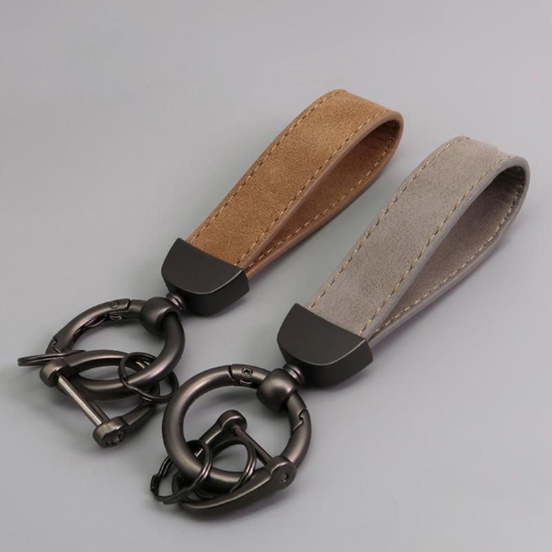 Simple PU Leather Keychain Unique Women Men Car Keyring Antilost Key Holder Unisex PU Leather Car Keychain