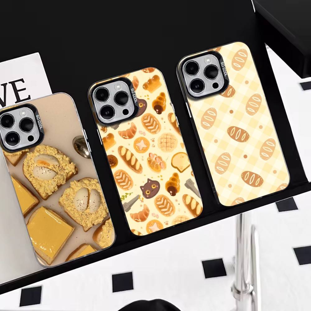 Yellow bread Phone Case For iPhone 17,16,15,14,13,12,11 Plus,Pro Max,XS,Colorful Silver Phone case Funda Cover