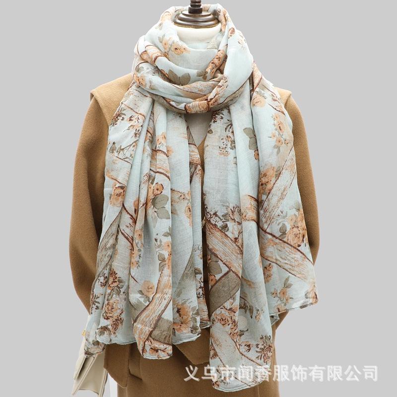 

Бавовняно-лляний шарф з принтом Балійський шарф One Size