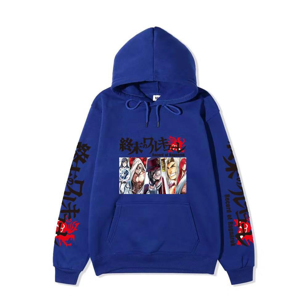 Record of Ragnarok Multiple Characters Anime Hoodie Japanese Dragon Vertical Sleeve Print Casual Pullover Sweatshirt