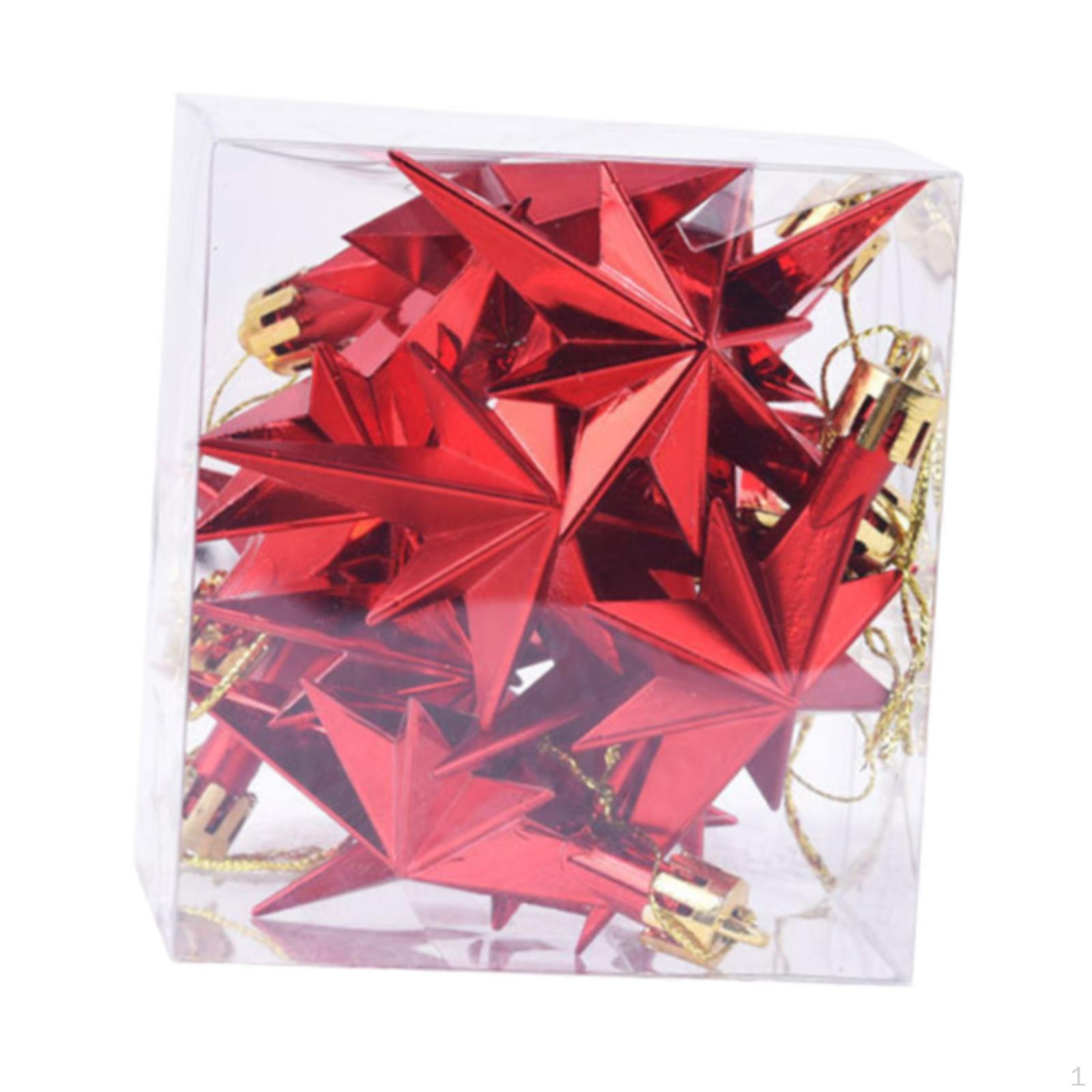 

12 Pieces Star Hanging Ornaments Christmas Decorations Lovely Xmas Decor Charm Pendants for Holiday Red