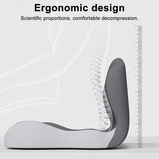 2-in-1 Seat Cushion Ergonomic Memory Foam Back Cushion Non-Slip Base Seat Cushion with Lumbar Support for Office Chair Car Seat