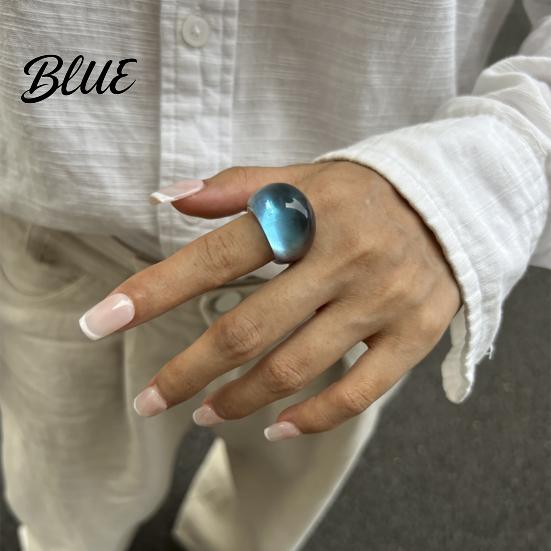 Retro Ring Jelly Texture Finger Ring Transparent Resin Round Layered
