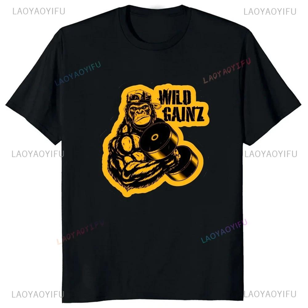 Streetwear Gorilla Gym Printed T-shirt Top Summer Trend Harajuku Short Sleeved Unisex Shirt Graphic Oversized T-shirt