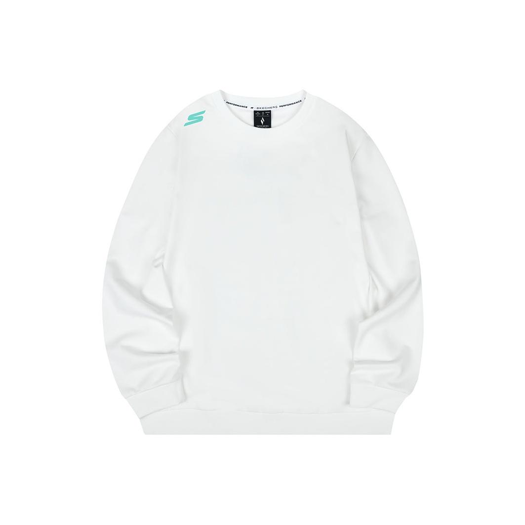 Skechers Basic Letter Print Casual Commuting Versatile Layering Crew Neck Pullover Sweatshirt Men sweatshirt Cotton-Candy-White P425M232-0074 XL