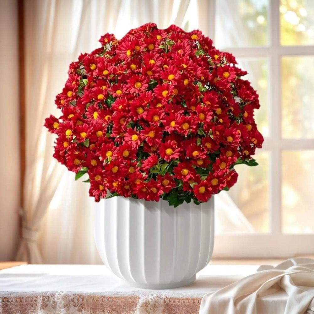 5 Bundle UV Resistant Artificial Chrysanthemums Outdoor Fake Blooms  DIY Flower Arrangement