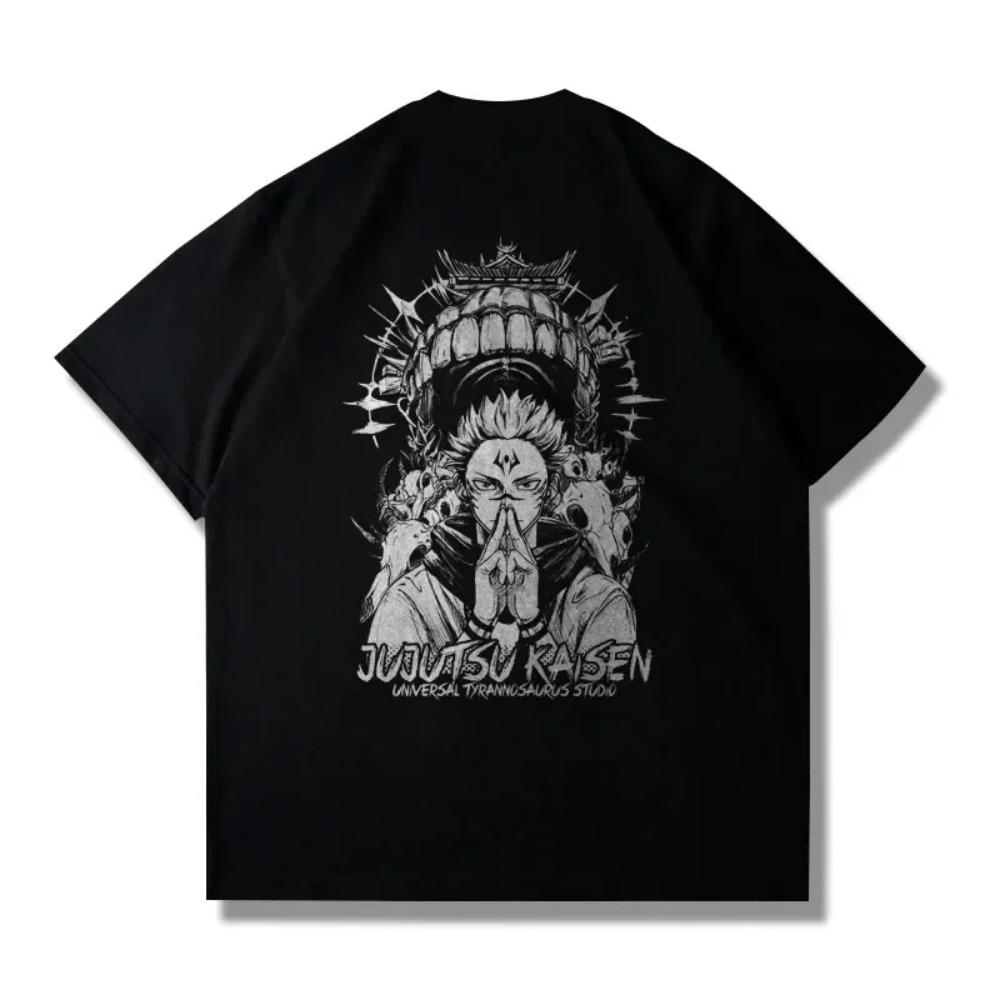 Harajuku Y2k Top Vintage Oversized Bavlněné Tričko Japonské Anime Jujutsu Kaisen Ryomen Sukuna Potisk Krátký Rukáv Trička 2024