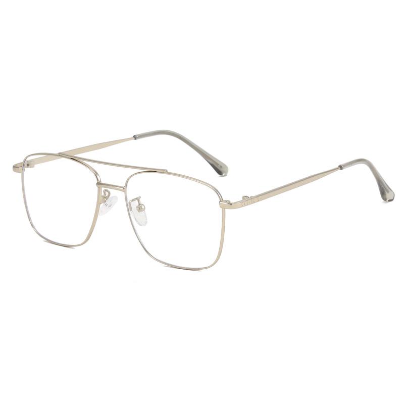 Metal double beam pilot glasses frame retro full frame polygonal big face men's frame with myopia eyes HC