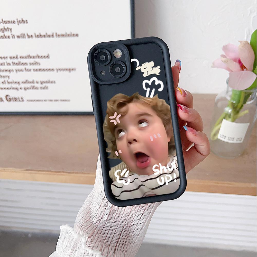 European and American funny rolling eyes girl iPhone mobile phone protective case Apple 15promax matte silicone 17 soft case