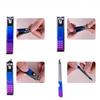 Colorful Stainless Steel Manicure Set 7 In 1 Nail Clipper Pedicure Kit Cuticle Pusher Remover Toenail Fingernail Scissors Groom