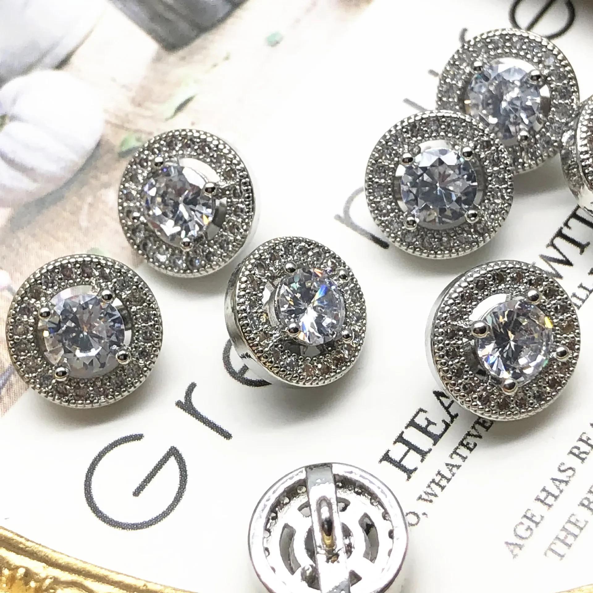 

5pc/lot Shining Crystal Flower Buttons Cubic Zirconia Button for Shirt Decorative CZ Sewing Buttons for Cashmere Knit Cardigan 16L 10.0 MM срібний