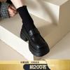 Plateau-Loafer Damenschuhe 2026 neue beliebte höhenvergrößernde Damenschuhe Britischer Stil kleine Lederschuhe Damen schwarze einfarbige Schuhe