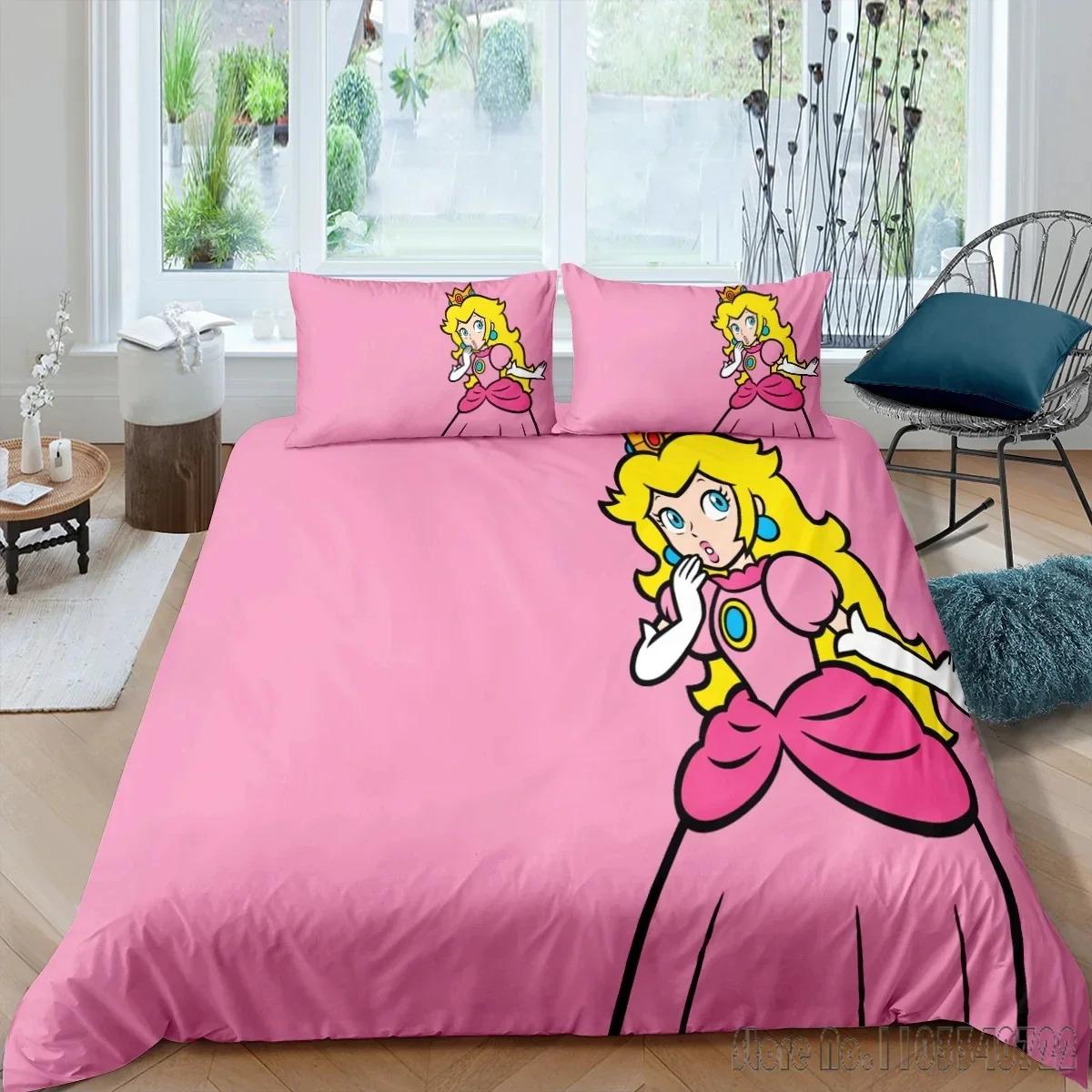 

Lovely Princess Peaches 3D Printed Duvet Cover Set HD Comforter Cover for Kids Bedding Sets Bedclothes Bedroom Decor Baby 120x150cm